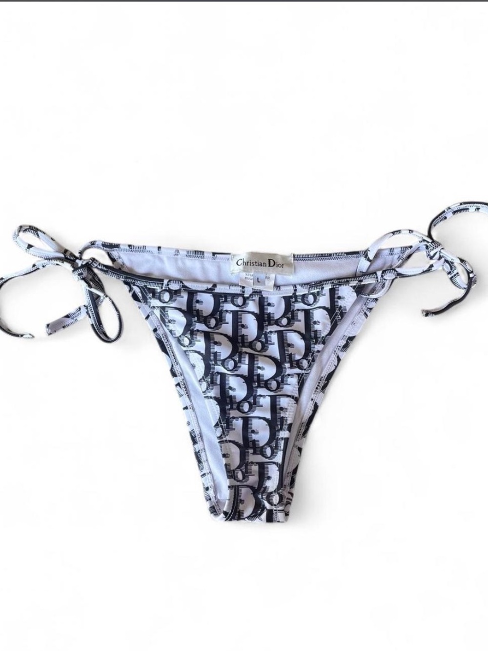 Dior Black & Navy Monogram Tie-Side Bikini Bottom